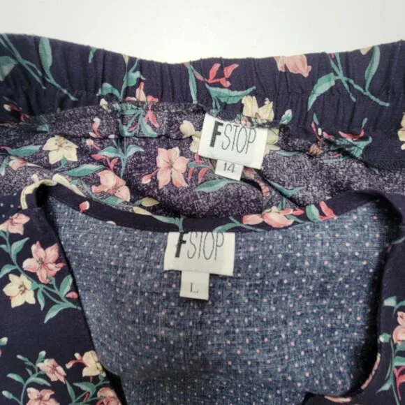 Vintage 90s FSTOP 2 Piece Navy Floral Maxi Button Front Skirt & Matching Vest - Picture 13 of 14